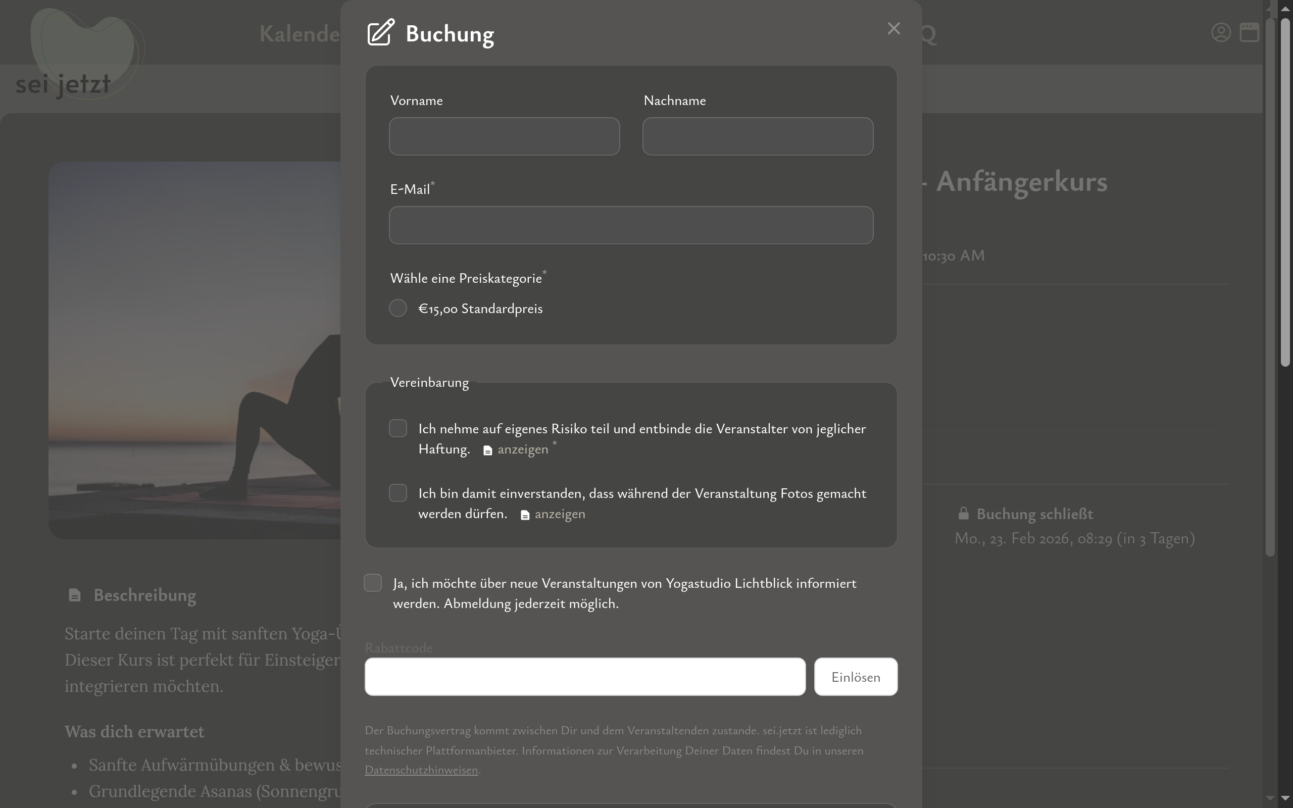 Anmeldung, Bezahlung, Bestätigung – automatisch.