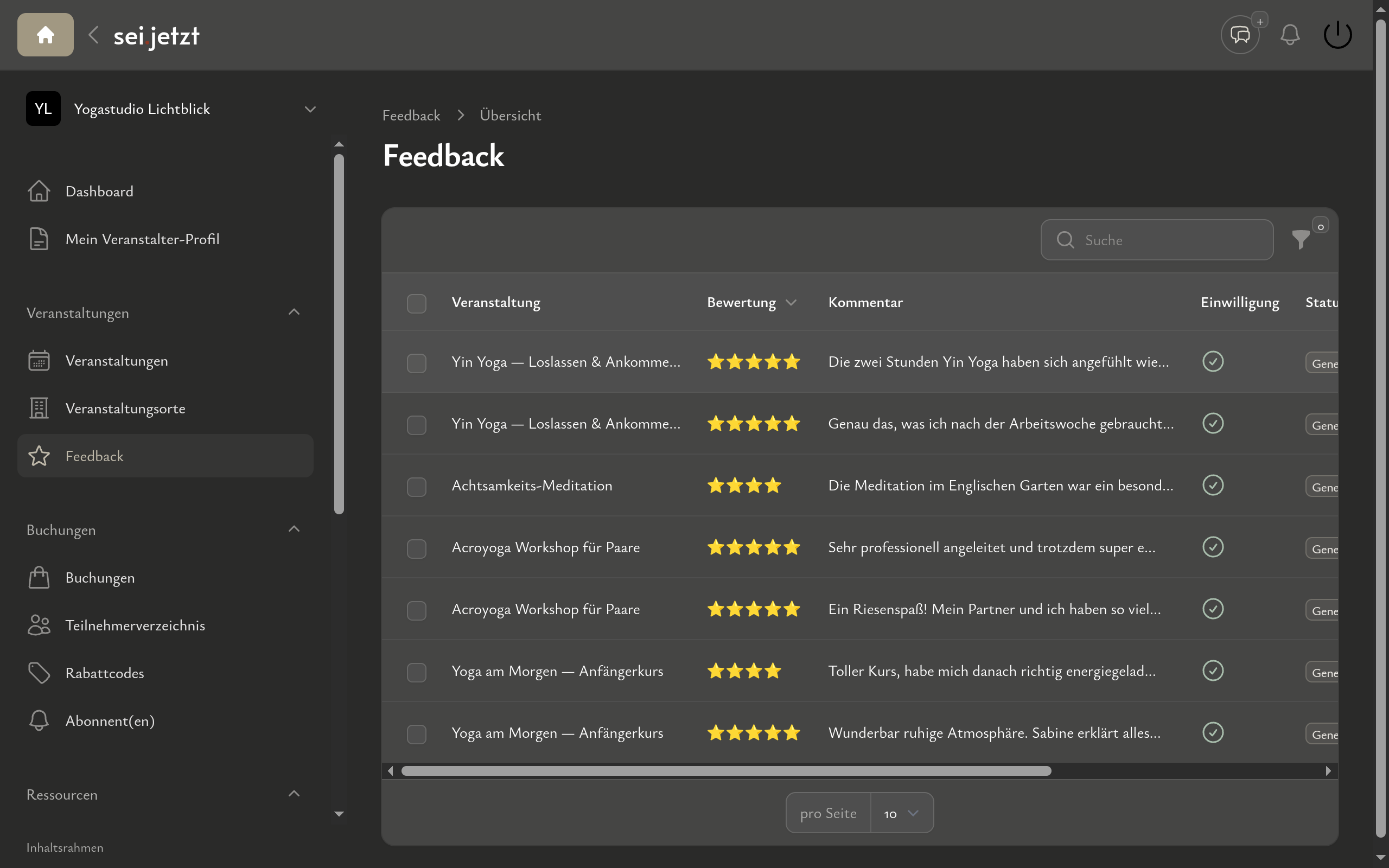 Automatisch nach jeder Veranstaltung