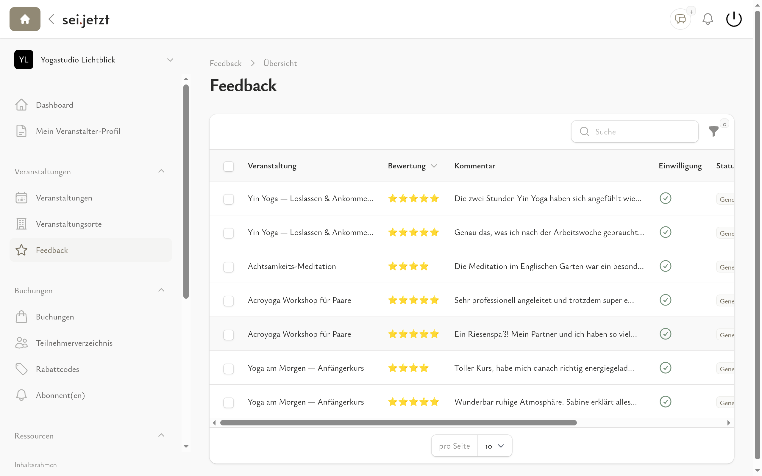 Automatisch nach jeder Veranstaltung