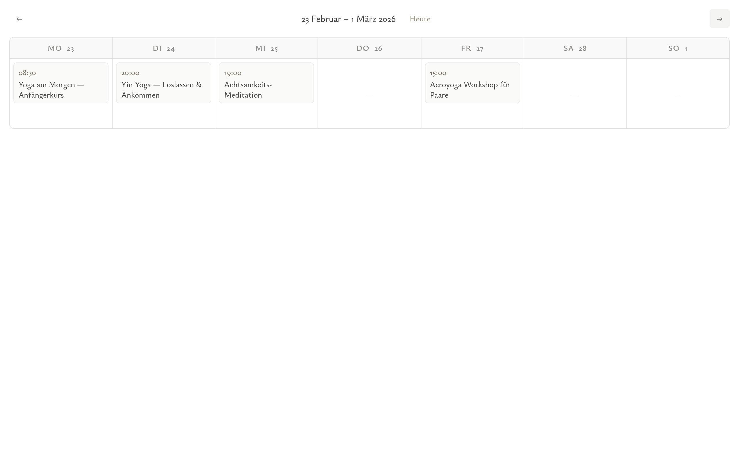Dein Programm auf einen Blick.
