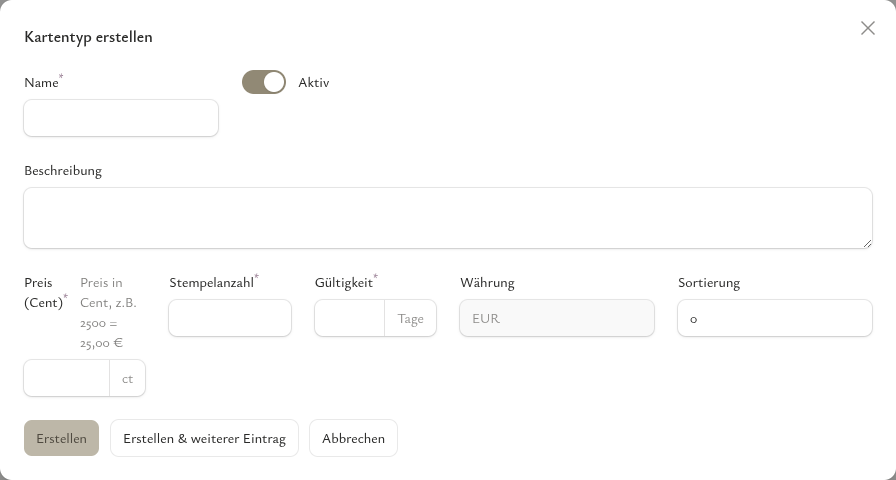 Kartentypen erstellen