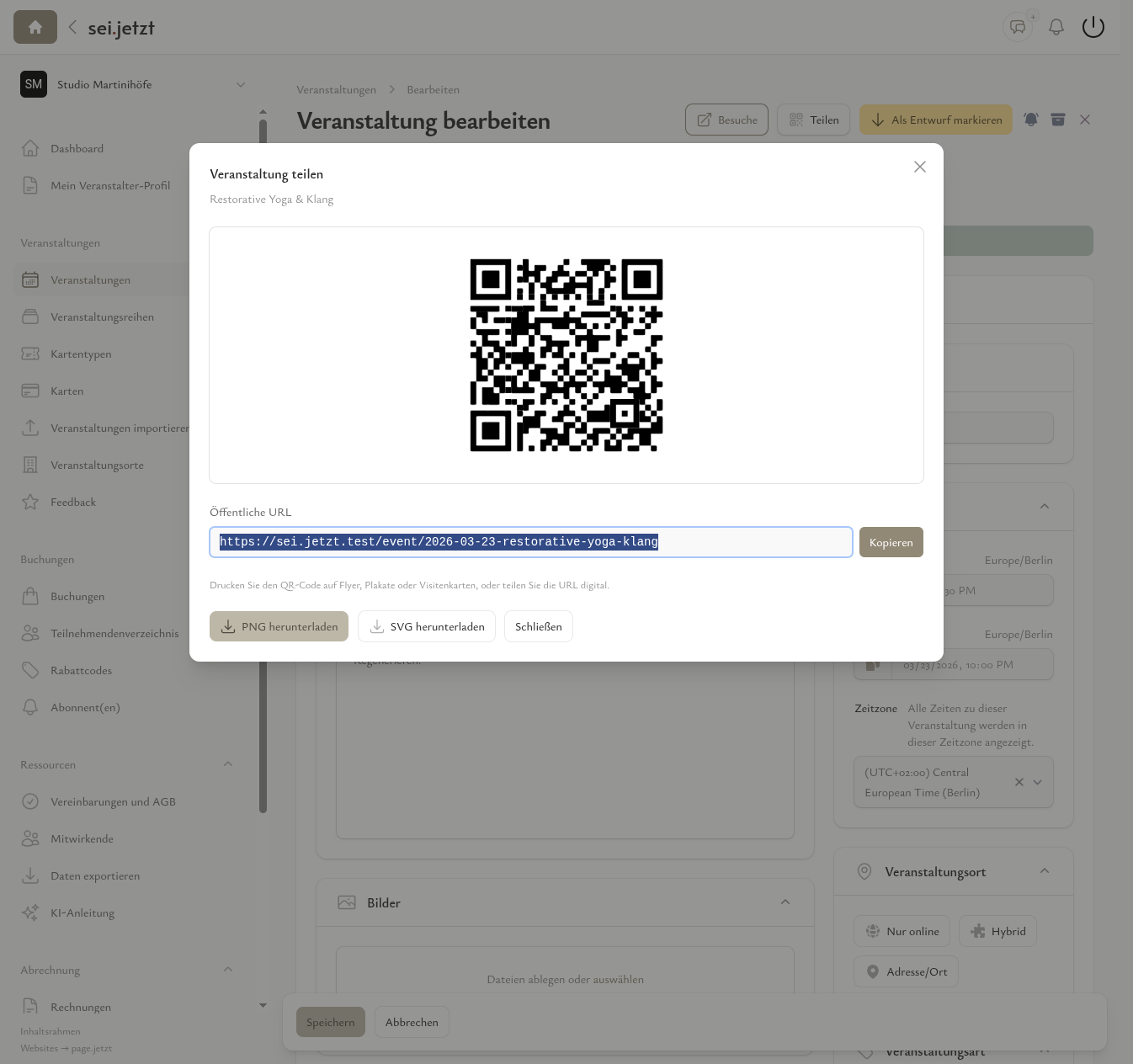 Ein Klick, ein QR-Code, fertig.