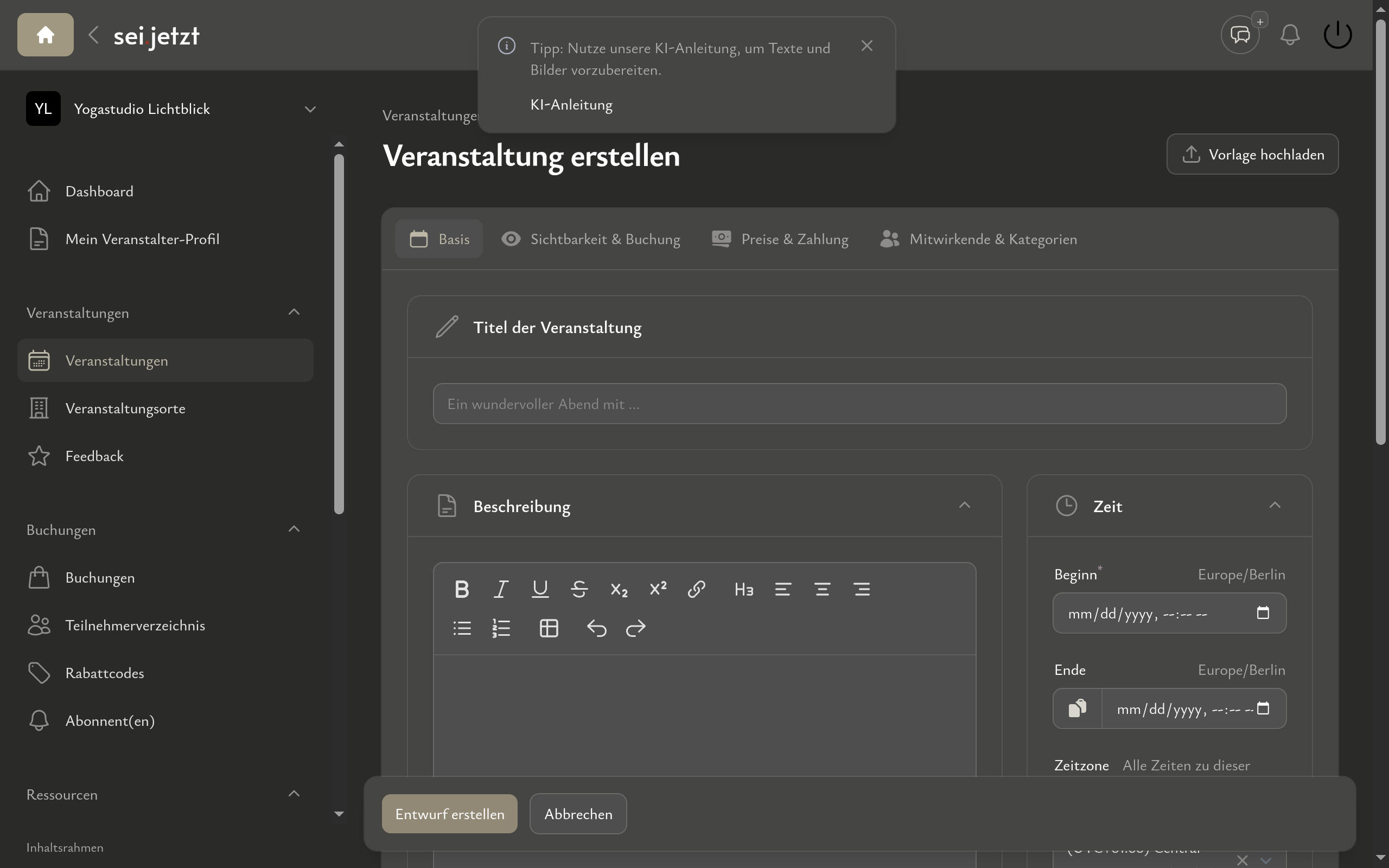 Kein Vortrag nötig – der Editor führt dich