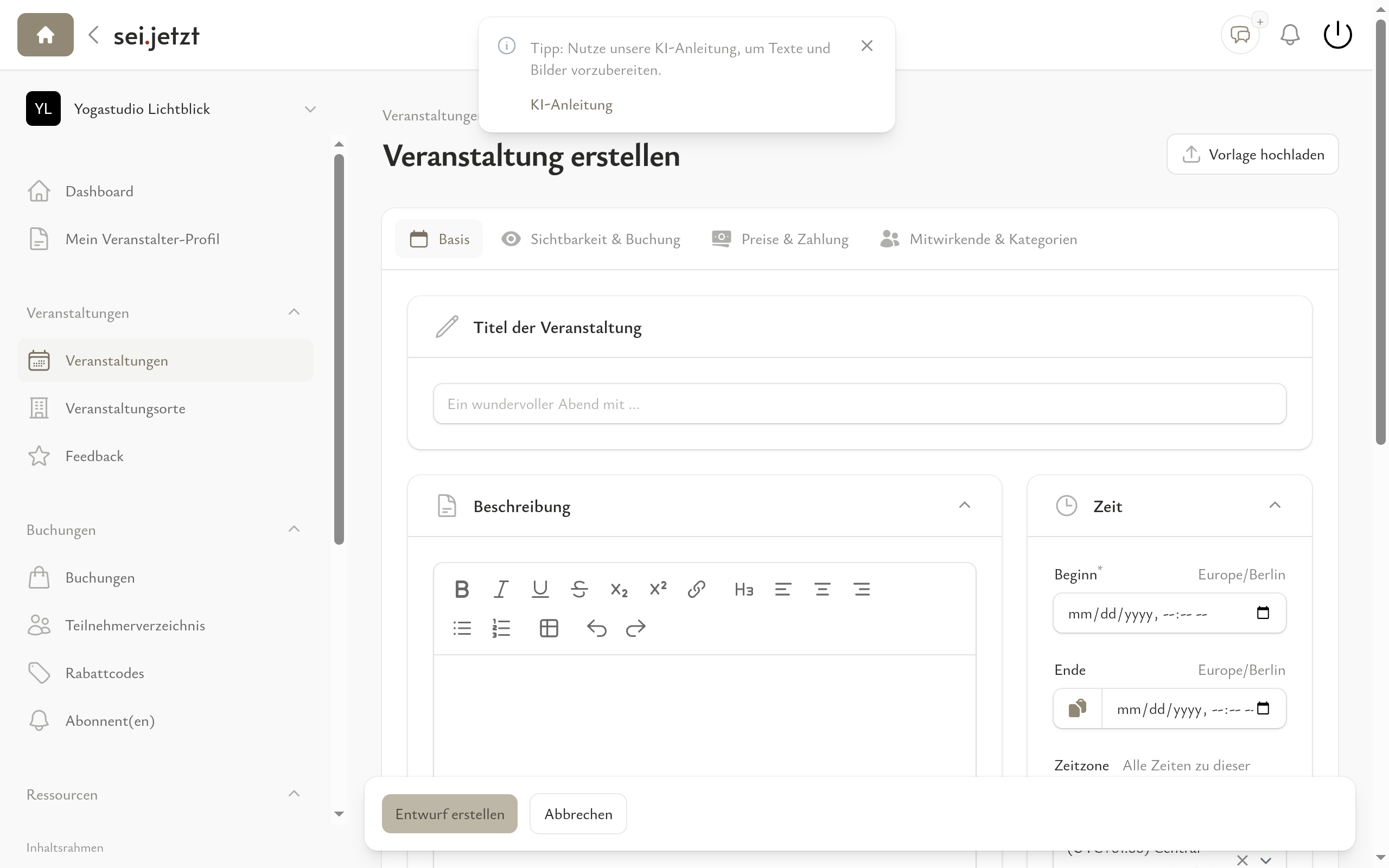 Kein Vortrag nötig – der Editor führt dich