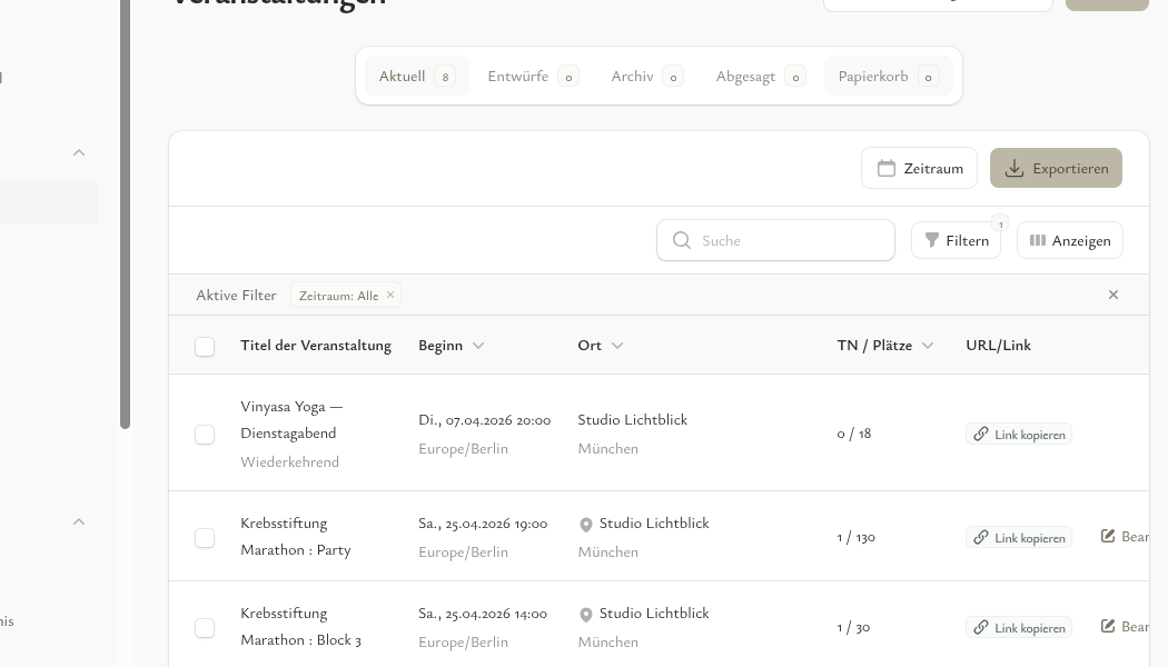 Automatische Terminreihe, drei Monate voraus