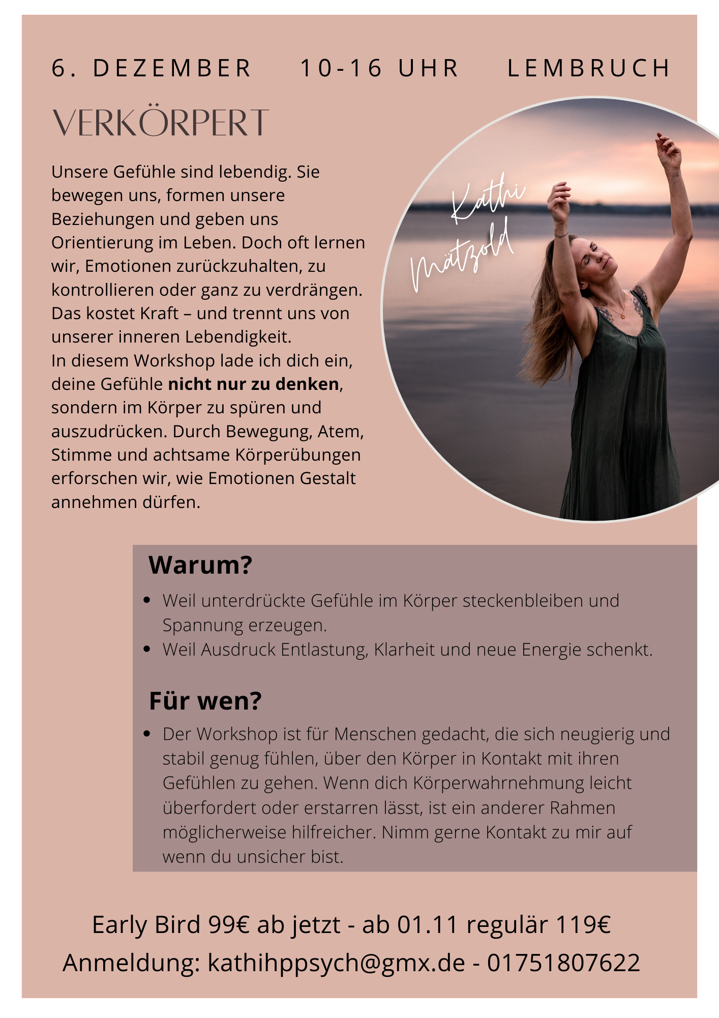 Kopie von Beige Grün Weiß Modern Feminin Coaching Workshop Flyer