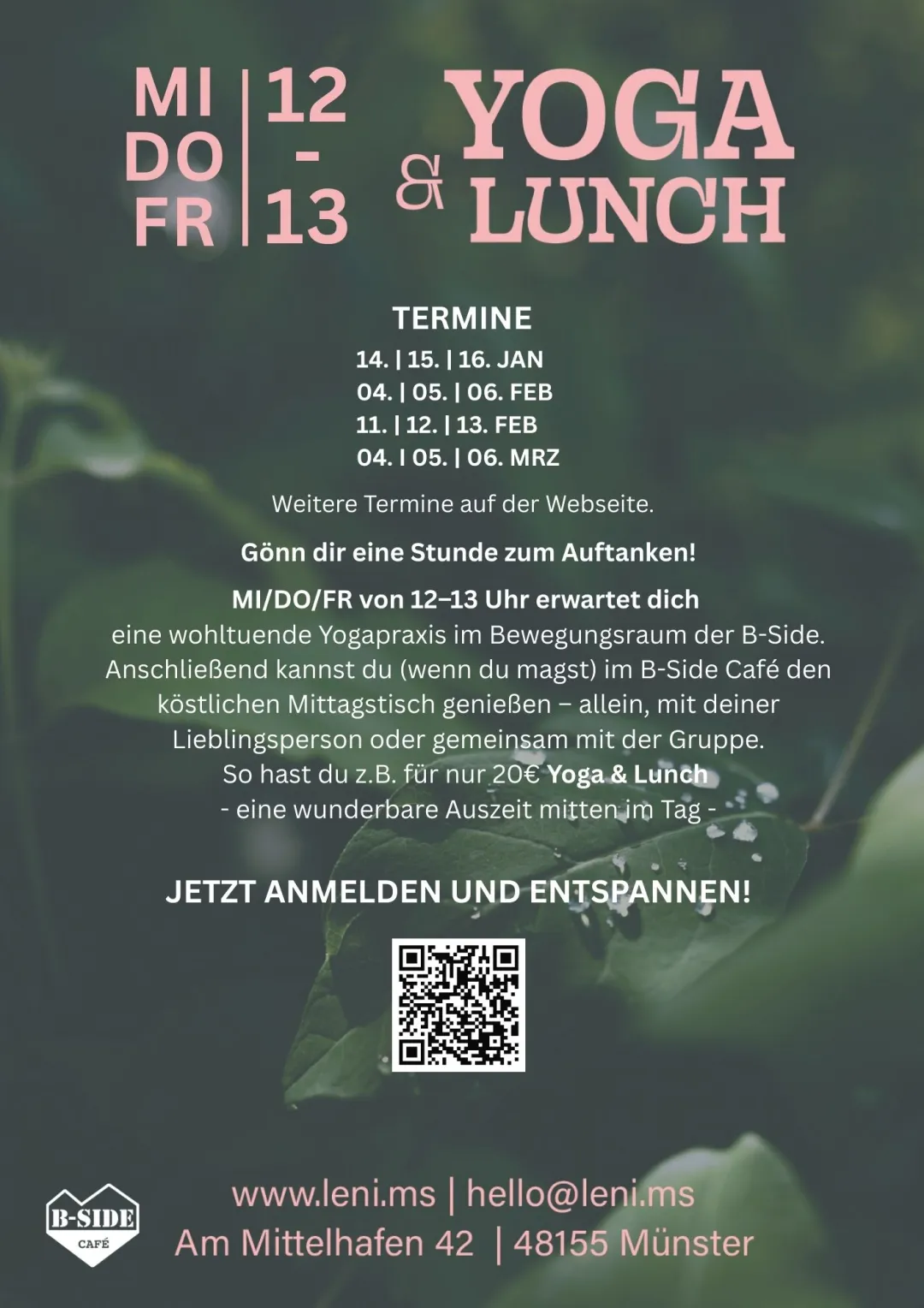 Deine Mini-Mittagsauszeit: Yoga & Lunch in der B-Side