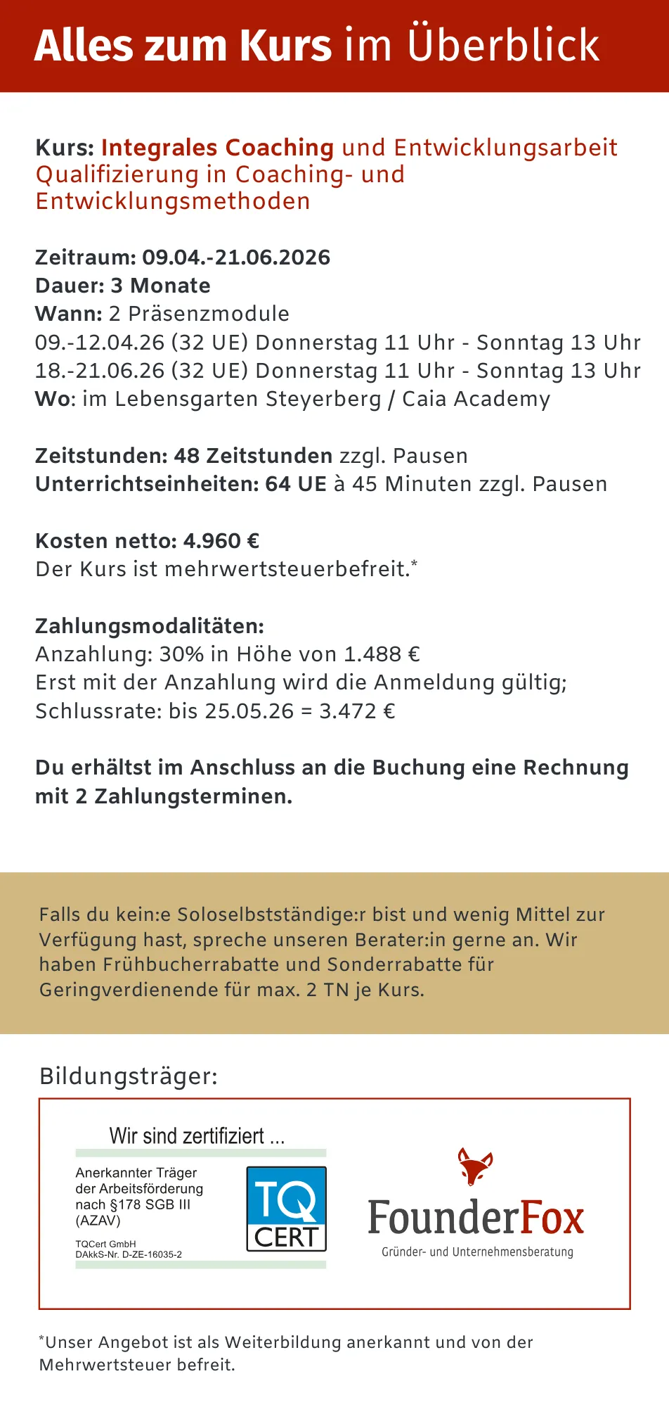 Kurs: Integrales Coaching und Entwicklungsarbeit  Qualifizierung in Coaching- und Entwicklungsmethoden