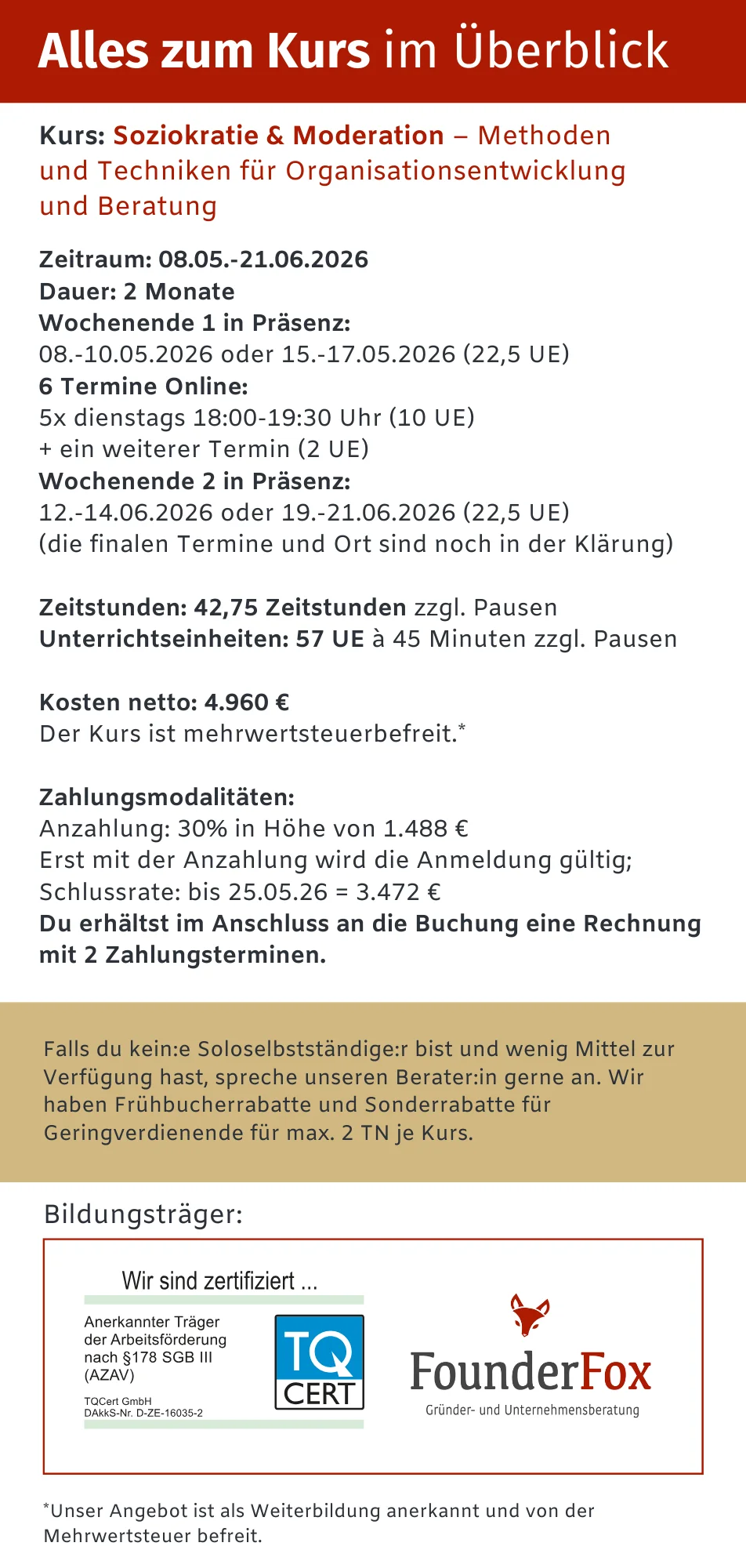 Kurs: Soziokratie und Moderation – Methoden und Techniken für Organisationsentwicklung und Beratung