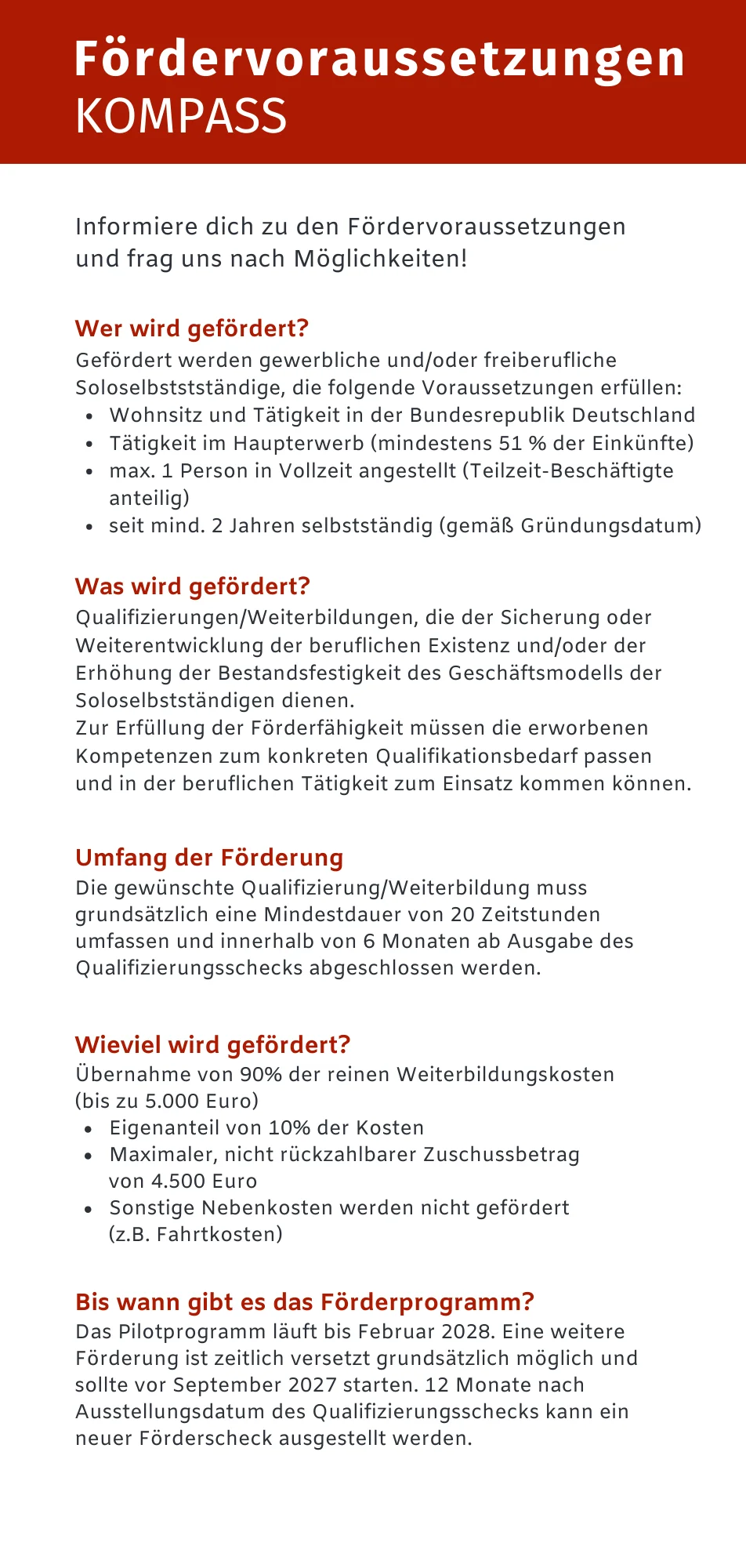 Kurs: Ist-Analyse - Geschäftsfeldentwicklung - Kosten Finanzierung Fördermittel für Soloselbstständige