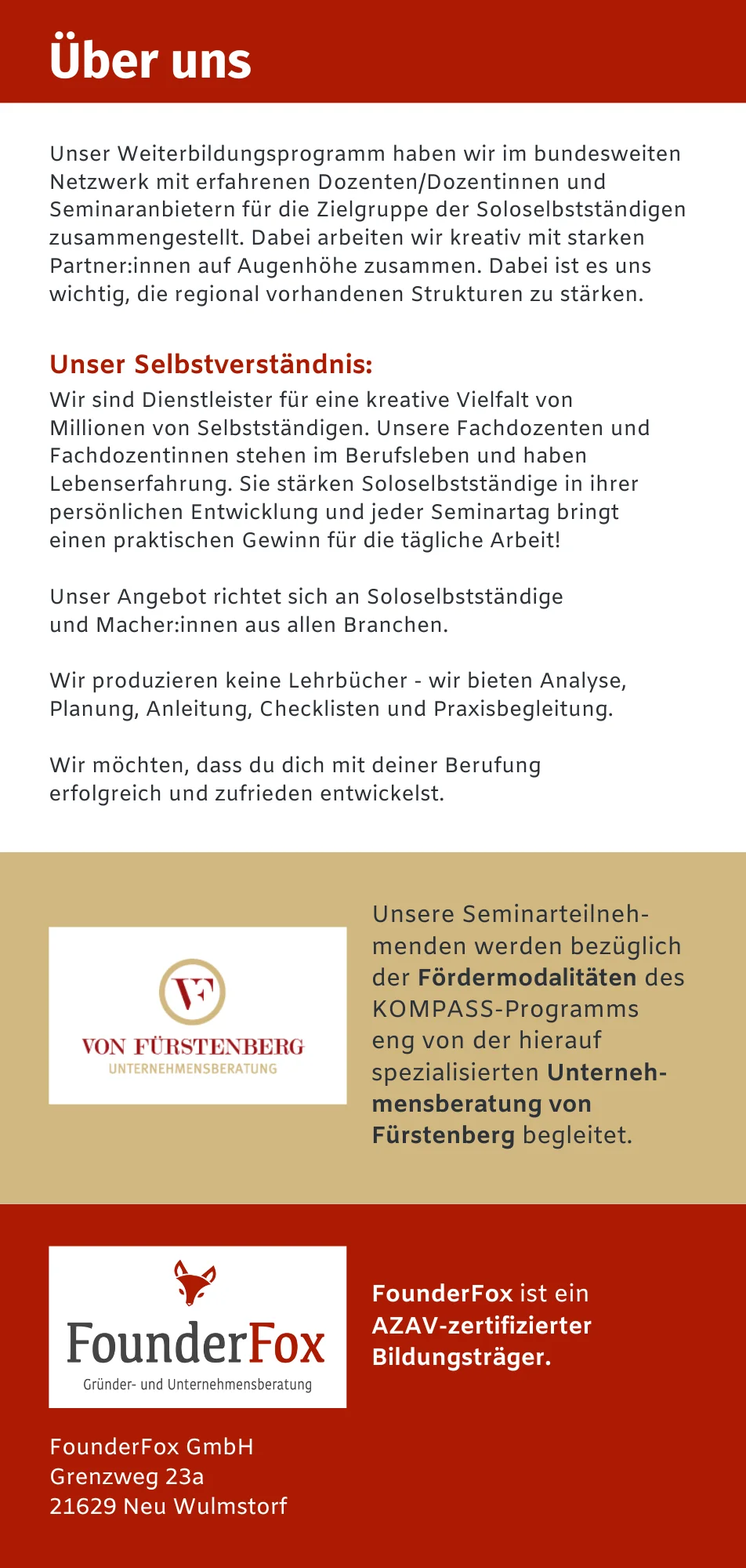 Kurs: Ist-Analyse - Geschäftsfeldentwicklung - Kosten Finanzierung Fördermittel für Soloselbstständige