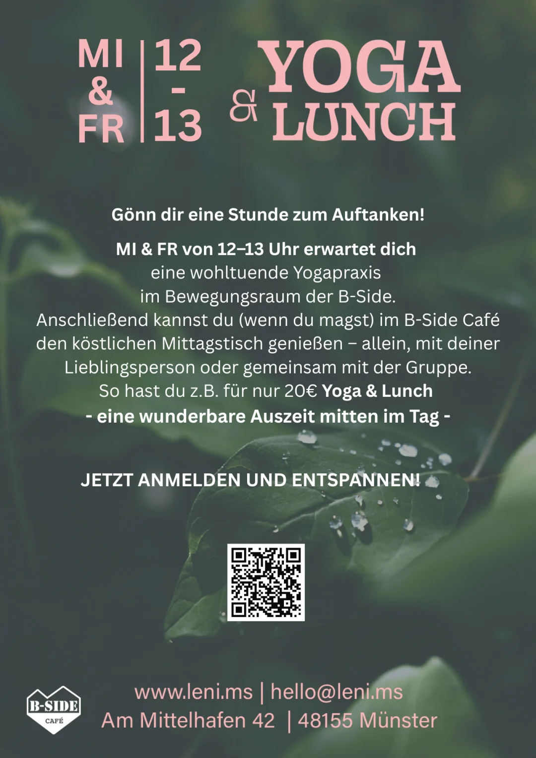 Deine Mini-Mittagsauszeit: Yoga & Lunch in der B-Side