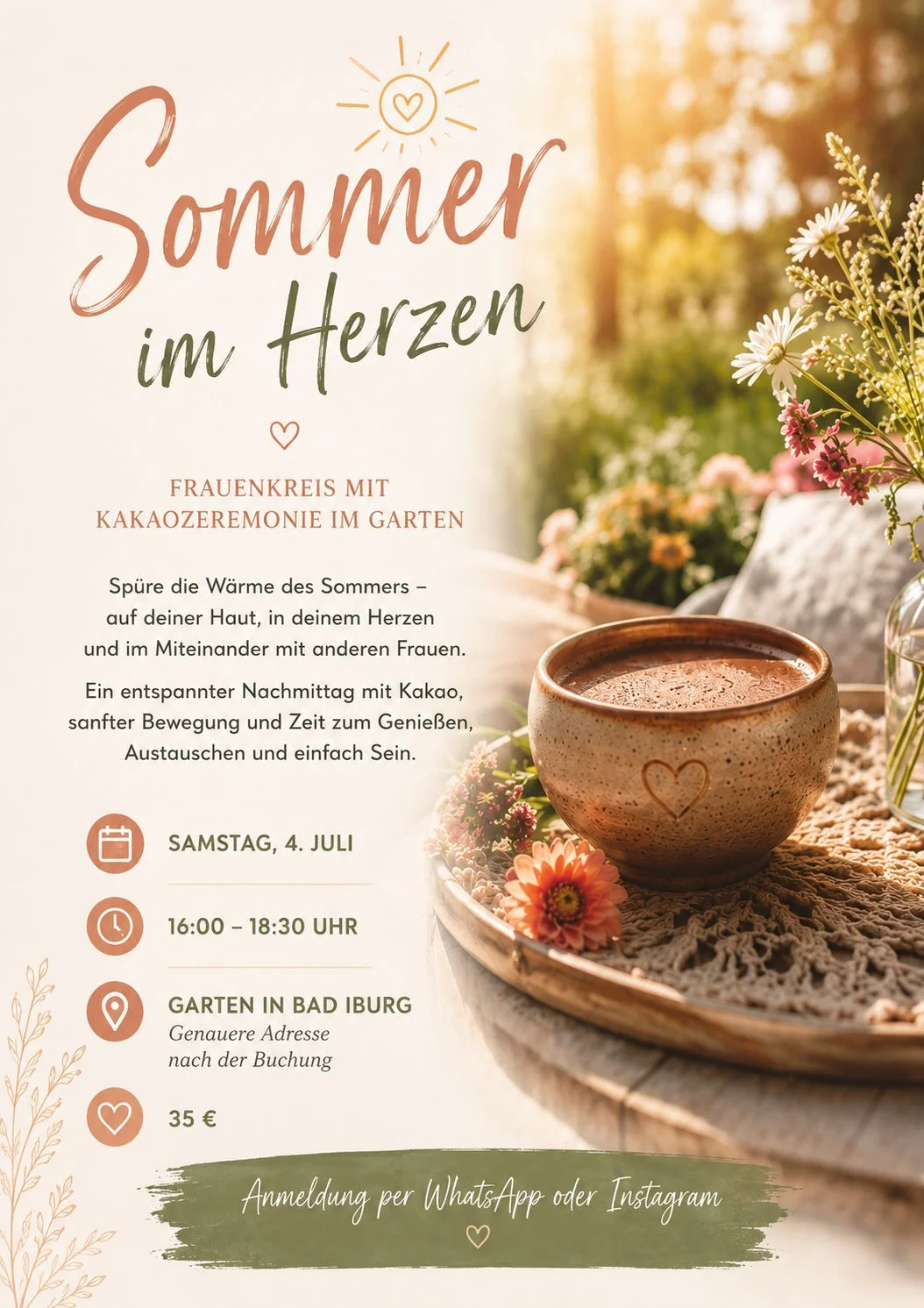 Sommer im Herzen – Frauenkreis mit Kakaozeremonie im Garten
