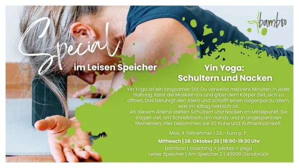 Special im Leisen Speicher | Yin Yoga: Schultern und Nacken